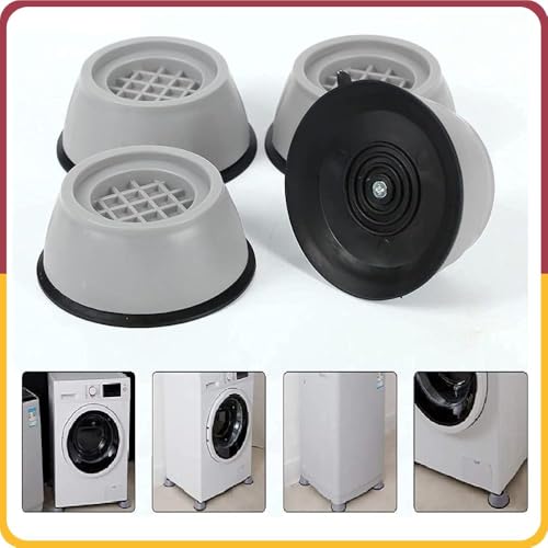 Amiraj Washer Dryer Anti Vibration Pads, Refrigerator Stand, Washing Machine Stand, Fridge Stand & Furniture Base Stand (Pack of 4) (Round Grey) - Image 2