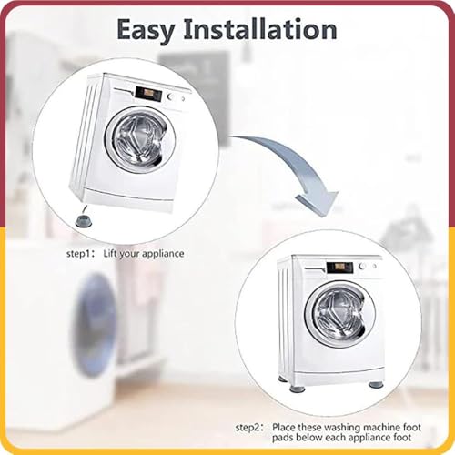 Amiraj Washer Dryer Anti Vibration Pads, Refrigerator Stand, Washing Machine Stand, Fridge Stand & Furniture Base Stand (Pack of 4) (Round Grey) - Image 5