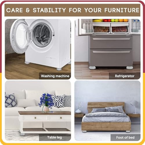 Amiraj Washer Dryer Anti Vibration Pads, Refrigerator Stand, Washing Machine Stand, Fridge Stand & Furniture Base Stand (Pack of 4) (Round Grey) - Image 4