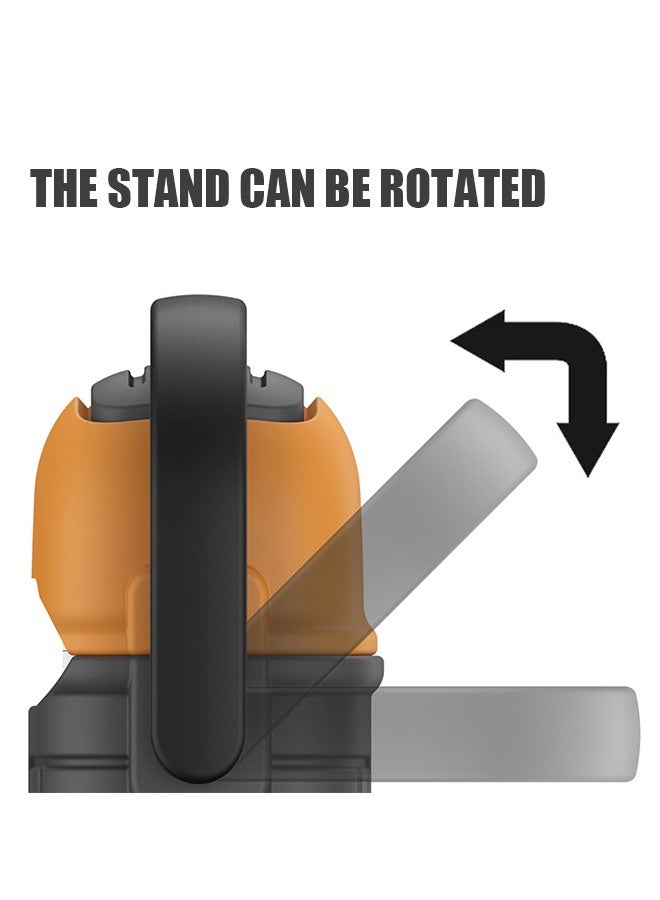 Case for AirPods 3rd, Multifunction Headphone Cover Anti Fall Shockproof TPU Case Cover With Buckle, Protective Shell Headphones Case (Black+Orange) - Image 5