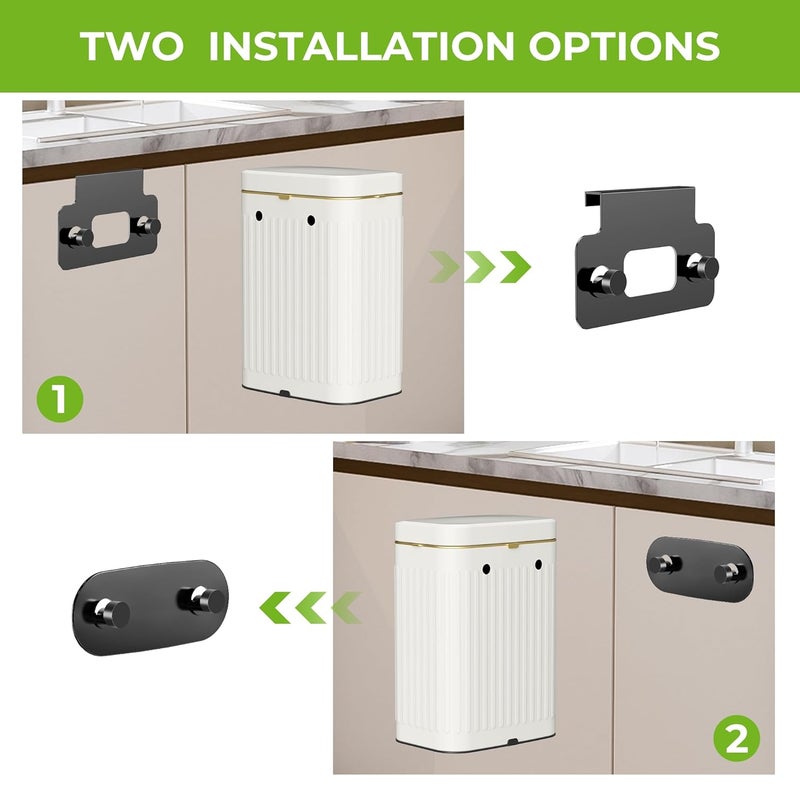 GLODEALS Kitchen Hanging Trash Can with Lid, 2.1 Gallon Stainless Steel Trash Can Compost Bin, Wall-Mount Indoor Kitchen Trash Bin for Cabinet, Under Sink, Bathroom (2.1 Gallon, 8L Ivory White) - Image 4