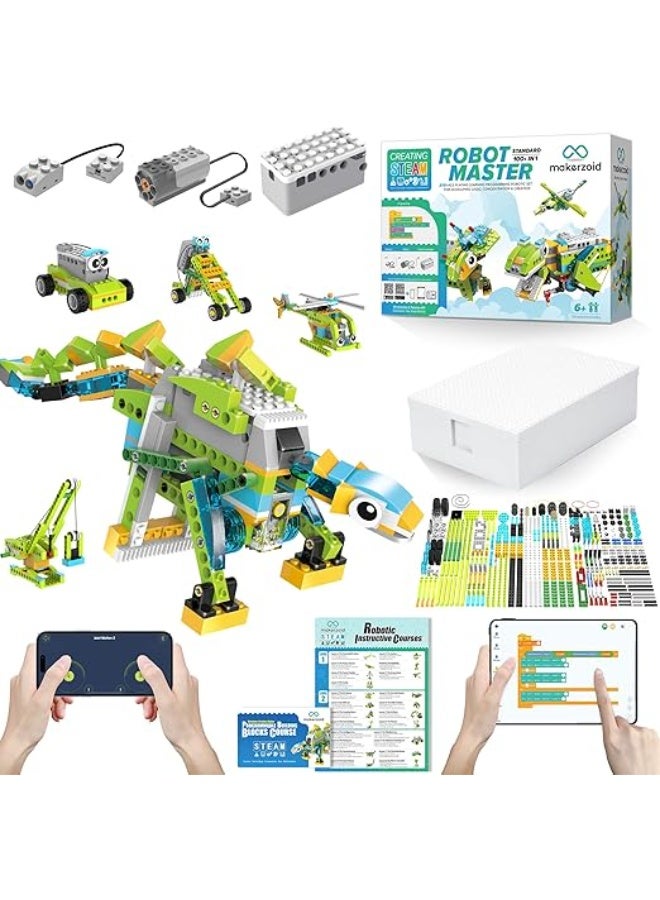 makerzoid ميكربزويد روبوت ماستر البرمجة - 100+ روبوت في مجموعة واحدة، مجموعة روبوتية، لعبة STEM مقبولة بالتطبيق، مجموعة بناء تعليمية قابلة للبرمجة، هدية لأولاد وأولات (النوع القياسي) - Image 1