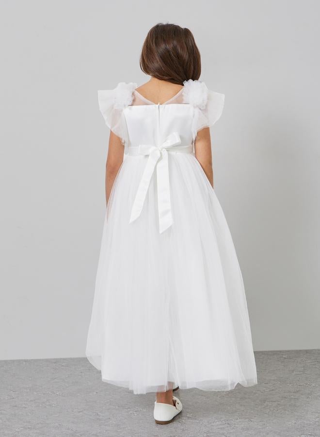 Take Two Girls Embroidered Lace Mesh Sleeve Dress - Image 4