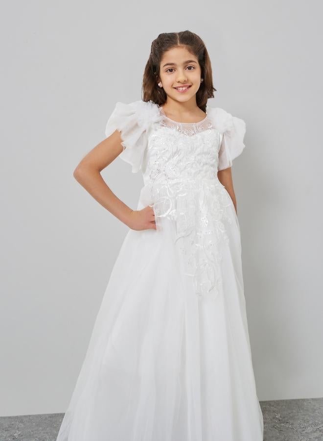 Take Two Girls Embroidered Lace Mesh Sleeve Dress - Image 2