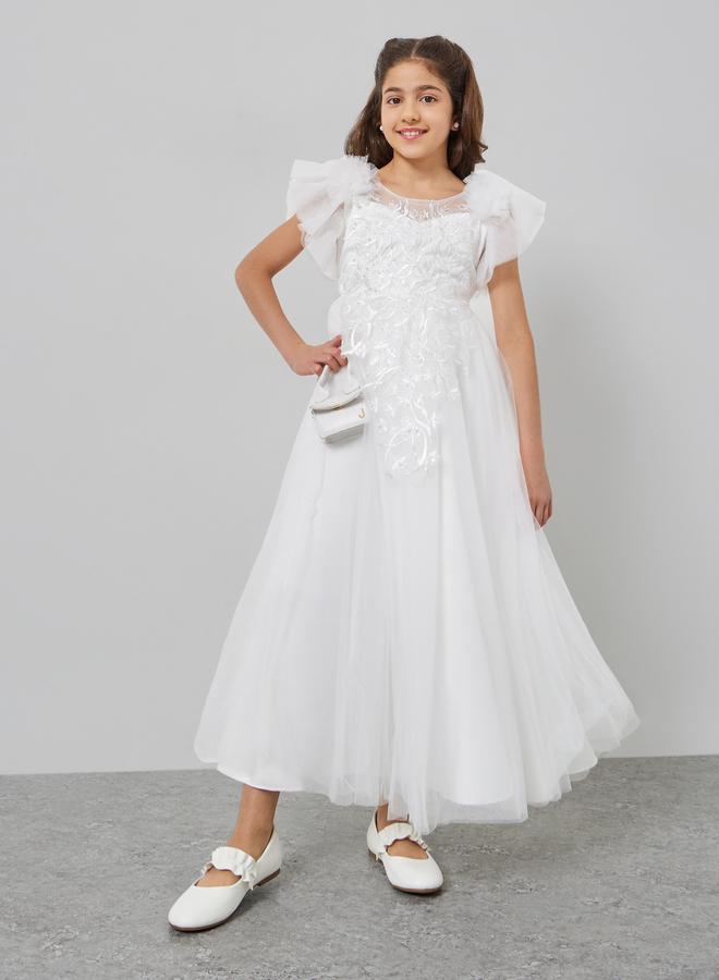 Take Two Girls Embroidered Lace Mesh Sleeve Dress - Image 1