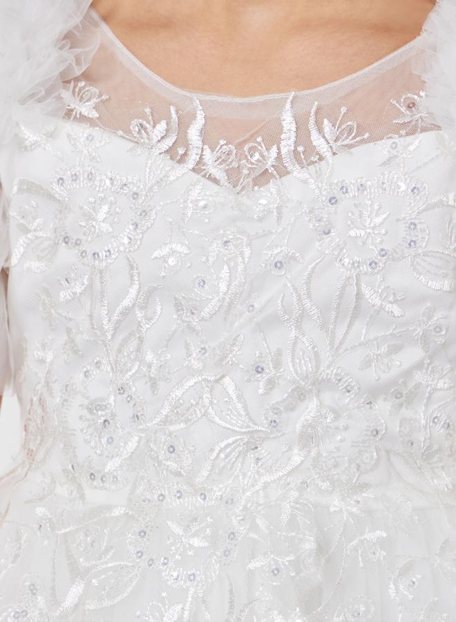 Take Two Girls Embroidered Lace Mesh Sleeve Dress - Image 3