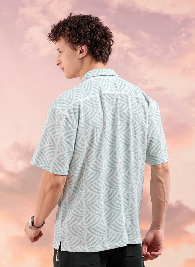 The Indian Garage Co Men Green Printed Resort Collar Shirt - Image 3