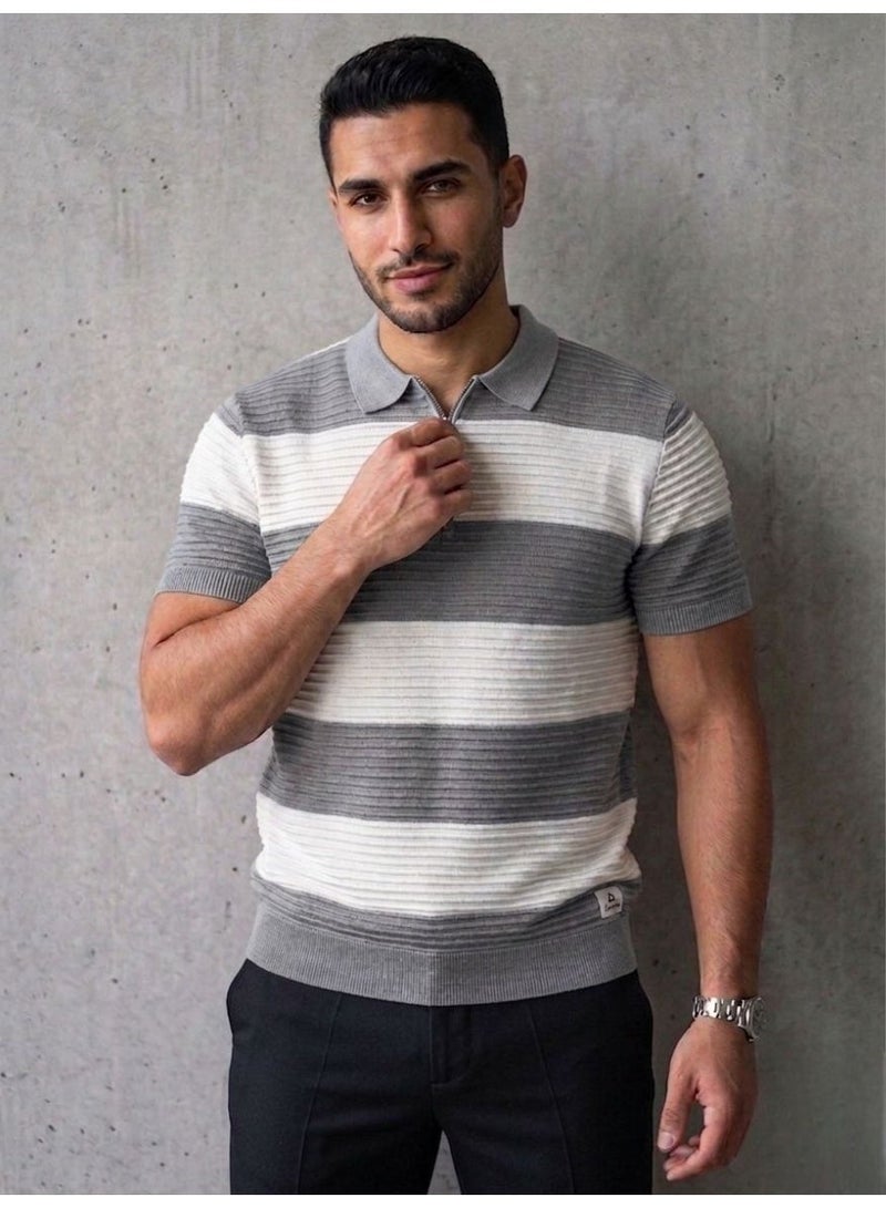 Hikes Men’s Textured Knit Polo Shirt | 100% Viscose Soft, Breathable, Regular Fit Casual Wear - Image 1