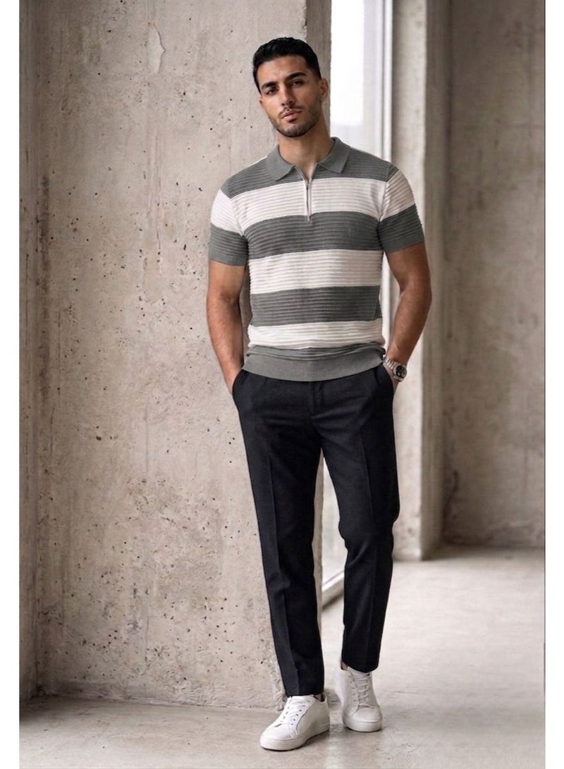 Hikes Men’s Textured Knit Polo Shirt | 100% Viscose Soft, Breathable, Regular Fit Casual Wear - Image 4