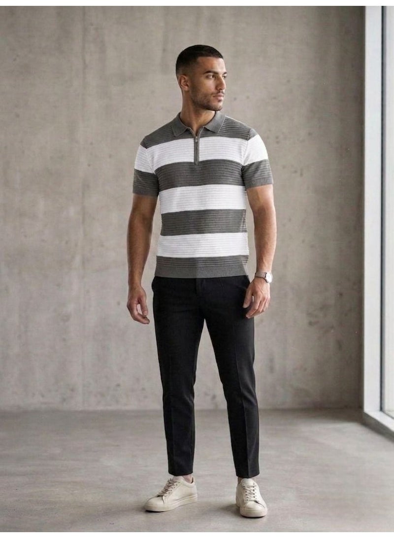 Hikes Men’s Textured Knit Polo Shirt | 100% Viscose Soft, Breathable, Regular Fit Casual Wear - Image 2
