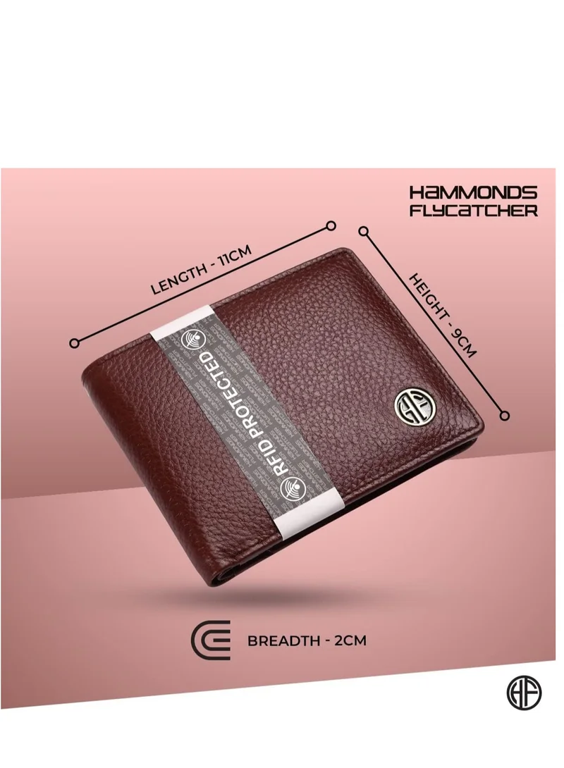 Hammonds Flycatcher  Leather Wallets for Men | Brown Men's Wallet | RFID Protected Leather Wallet for Men | Mens Wallet with 4 Card Slots | Purse for Men/Money Bag - Gift for Him, Brown, for Men | Best Price UAE