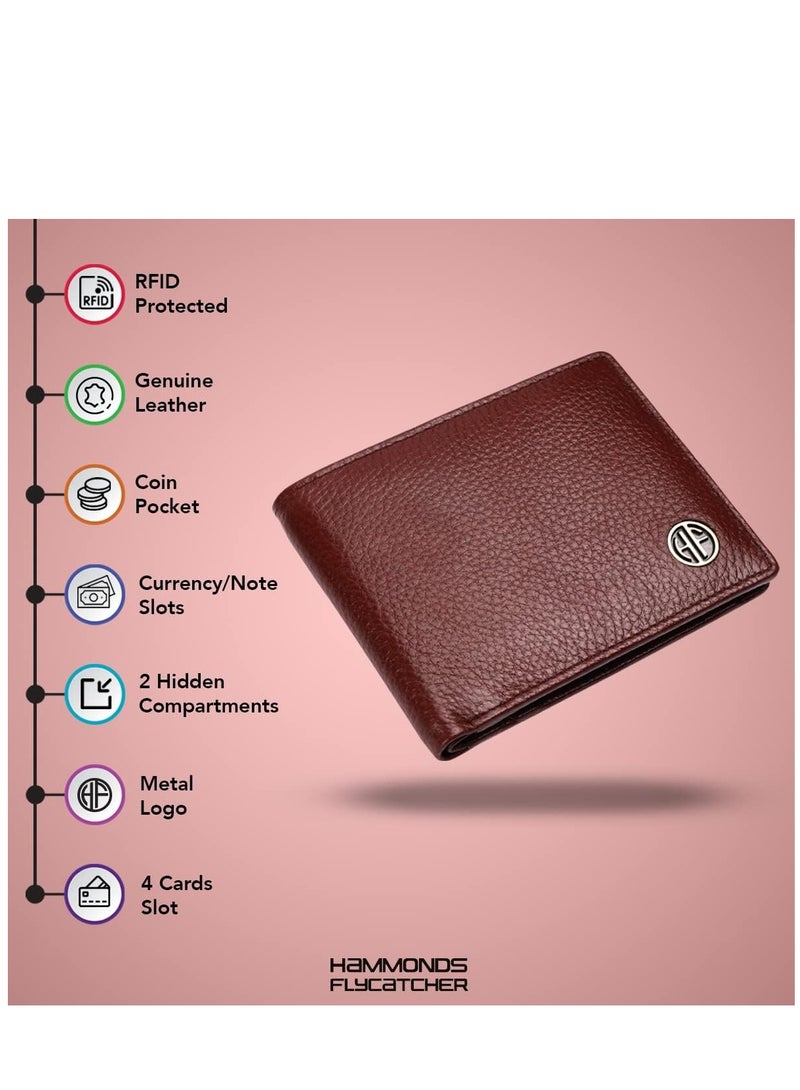  هاموندز فلاي كاتشر محفظة جلدية للرجال بني مع حماية  وأربع خانات للبطاقات - Image 4