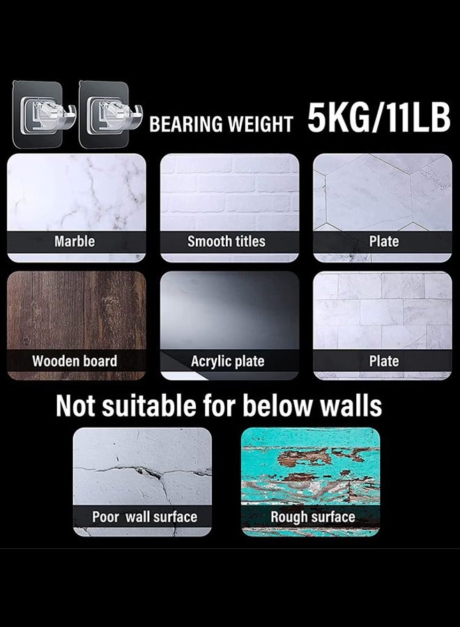 4 Pcs Adjustable Rod Bracket Self-Adhesive Curtain Hook,No Drill Fixing Rod Holder Bracket Drapery Hook Curtain Pole Towel ABS Wall Bracket Hook for Home Bathroom Living Room Hotel Use Clear - Image 3