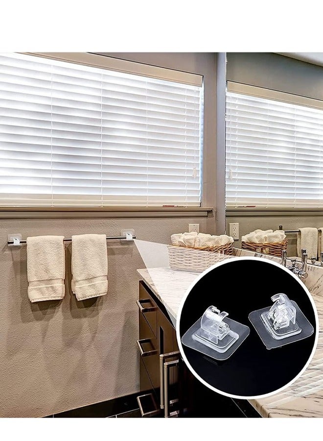 4 Pcs Adjustable Rod Bracket Self-Adhesive Curtain Hook,No Drill Fixing Rod Holder Bracket Drapery Hook Curtain Pole Towel ABS Wall Bracket Hook for Home Bathroom Living Room Hotel Use Clear - Image 4