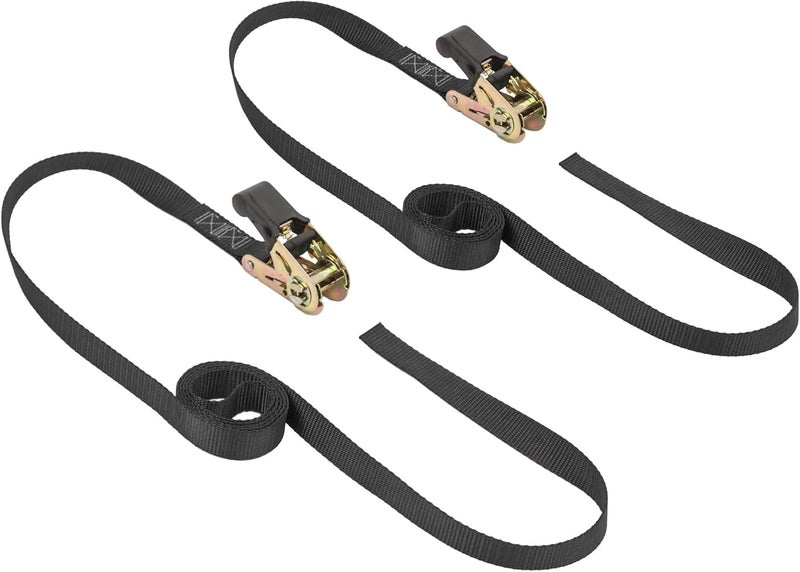 PowerTye MFG - Endless Ratchet Straps - 1in x 7ft No Hooks, Premium Tie Down Straps for Motorcycle, Kayak, Truck & Trailer Use with Continuous Loop Design, 400 lb Working Load, Black 2-Pack - Image 1