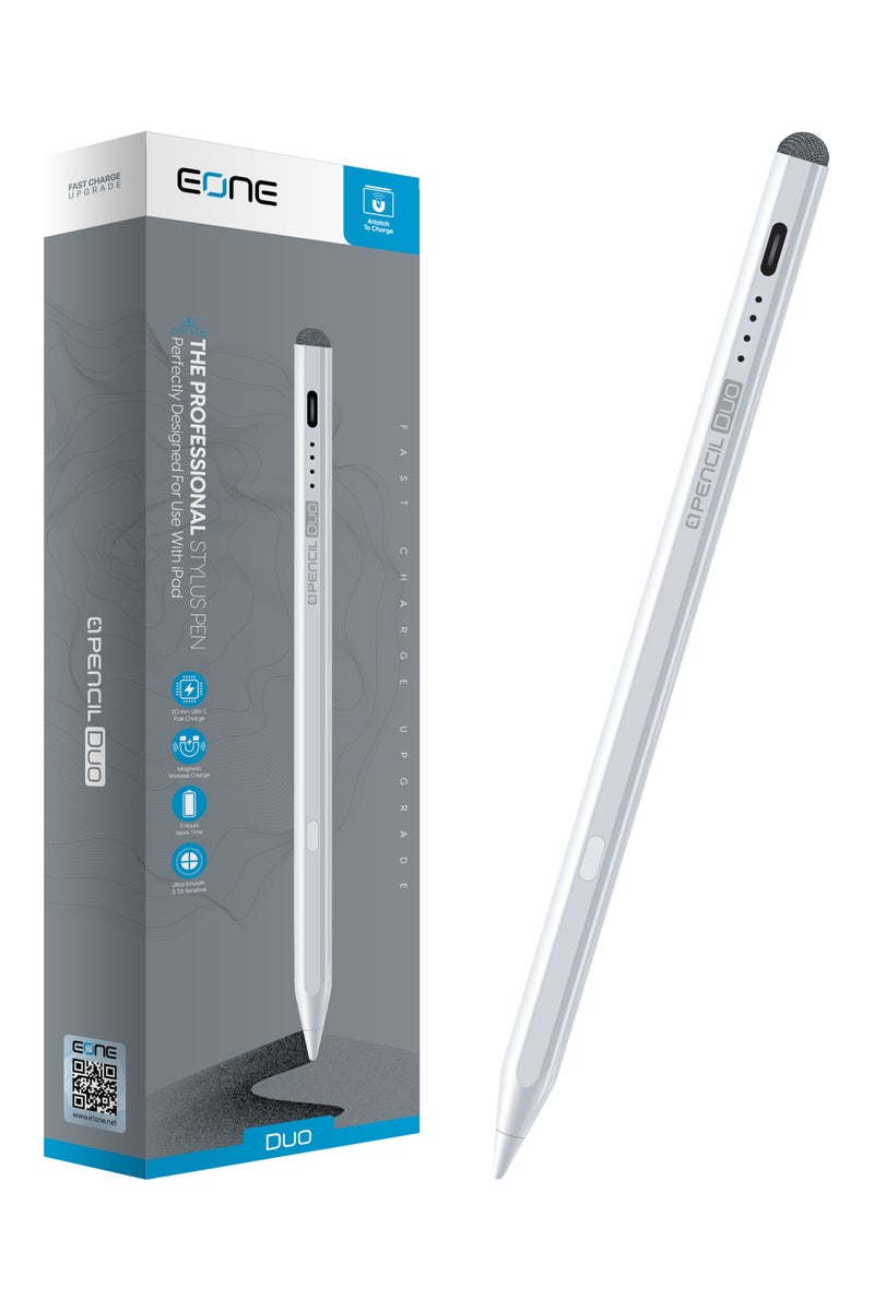 Eone Duo Smart Stylus for iPad – Fast USB-C Charging, Palm Rejection, 11-Hour Battery, On-Screen Battery Indicator & Multi-Gesture Controls - Image 1