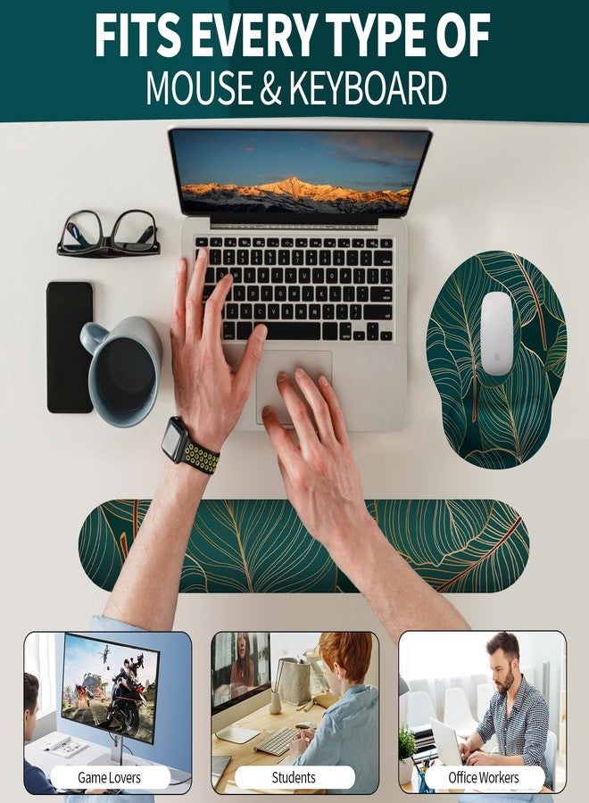 eulps Mouse Pad Wrist Support, Ergonomic Memory Foam Keyboard Wrist Pad & Gel Wrist Rest Set for Computer Keyboard for Easy Typing & Pain Relief for Office & Home (Tropical Plants Set) - Image 5