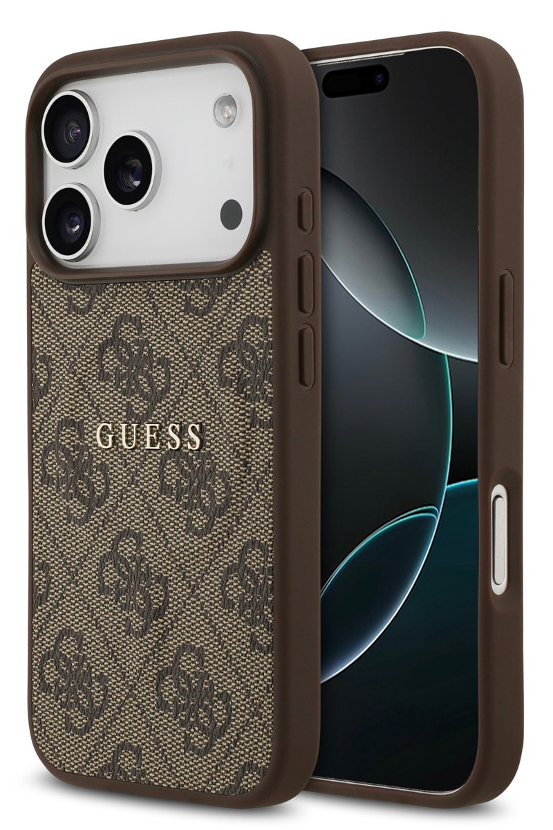 GUESS iPhone 17 Pro Max MagSafe 4G PU Leather Case With Classic Logo  /  Magsafe Compatible / Ultra Slim / lightweight design / Easy Installation - Brown - Image 2