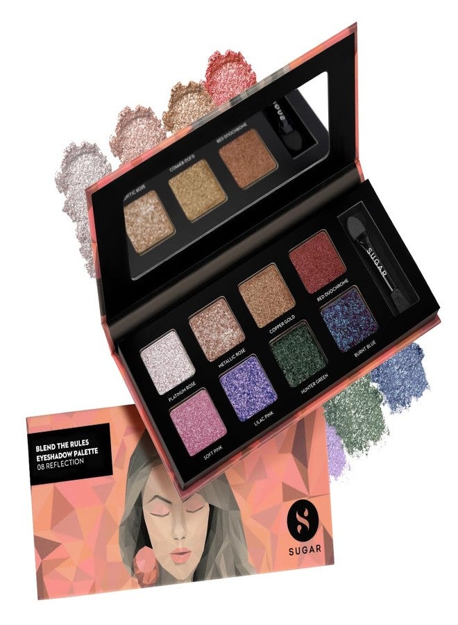 SUGAR Cosmetics Blend The Rules Matte Eyeshadow Palette Powder- 08 Reflection (Galactic Glitter) - Long Lasting, Smudge Proof, Vegan & Cruelty-Free, Multicolour - Image 2