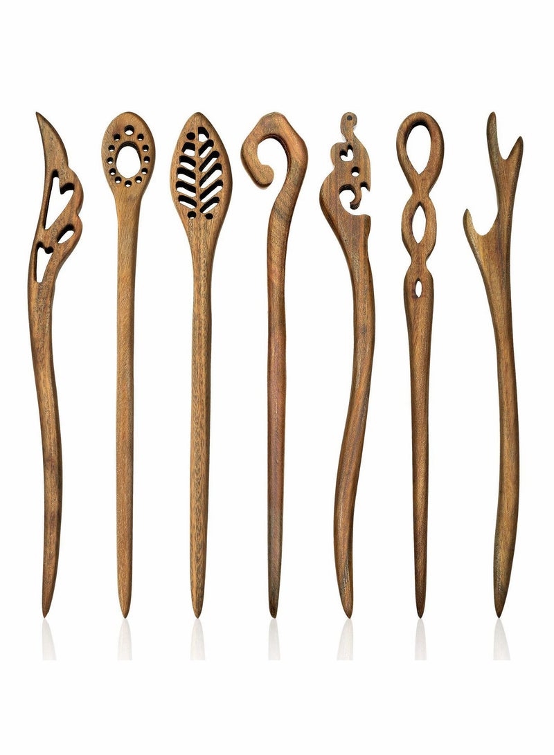 Y&D Wooden Hair Sticks Chopstick for Women Bun Maker, Chinese hairpin Pins Long Handmade Chignon Maker Accessories (7 Pieces ) - Image 1