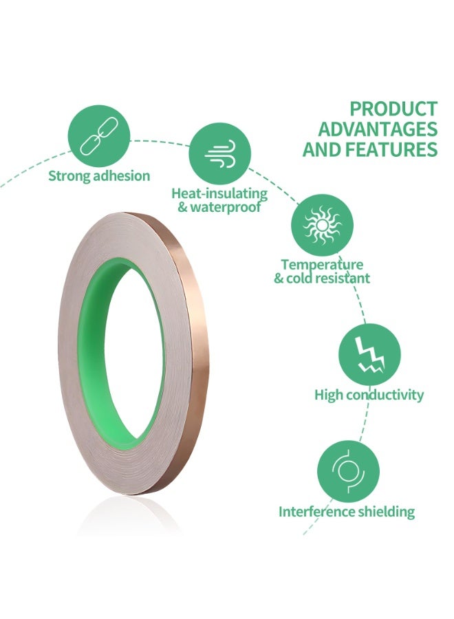 NajmStyle 4 Pack Copper Foil Tape,Double-Sided Conductive Copper Tape Adhesive 4 Sizes (0.2/0.24/0.3/0.4Inch) x65.6FT Copper Tape for Stained Glass Guitar Crafts Electrical Repairs Grounding - Image 5