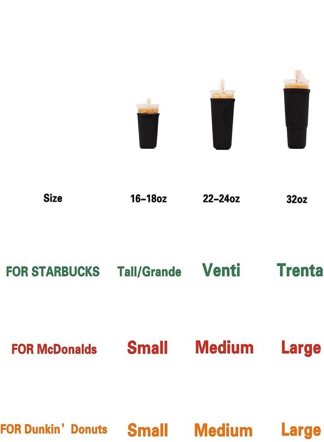 Sunkey Iced Coffee Sleeves Reusable Insulator Sleeves for Cold Drinks Neoprene Cold Cup Holder for Starbucks, Dunkin (Large 2, Black) - Image 3