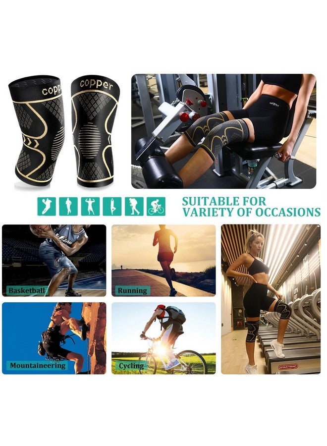 Qishytio Copper Knee Braces for Women and Men 2 Pack, Knee Compression Sleeve for Knee Pain, Arthritis,ACL, Meniscus Tear, Joint Pain Relief, Knee Support for Running, Working Out, Fitness, Weightlifting-XL  - Image 4