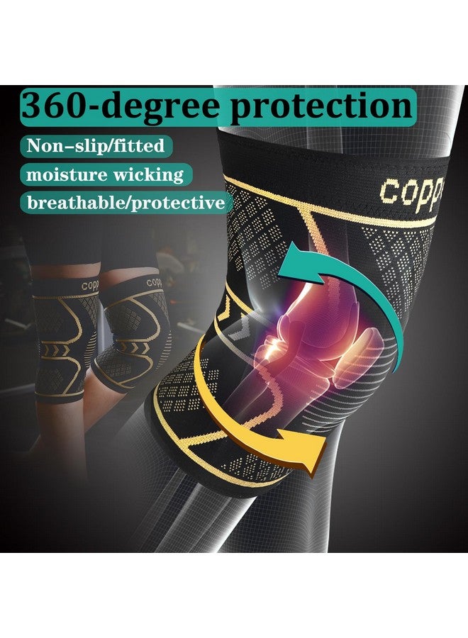 Qishytio Copper Knee Braces for Women and Men 2 Pack, Knee Compression Sleeve for Knee Pain, Arthritis,ACL, Meniscus Tear, Joint Pain Relief, Knee Support for Running, Working Out, Fitness, Weightlifting-XL  - Image 2