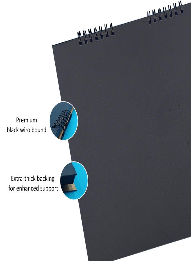 PaperO Black Media Sketchbook - 6 inch Wiro Bound, 240 GSM Kraft Paper, 25 Sheets | Acid-Free Artist Pad for Sketching, Drawing, Painting & Scrapbooking (6 inch) - Image 4