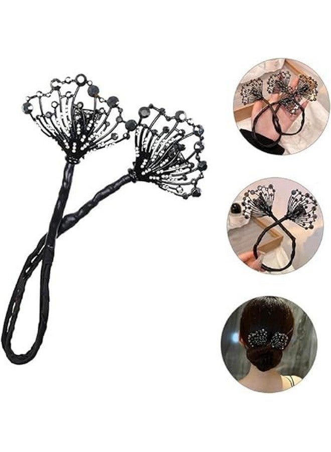 BIRZAR Hair Bun Accessories For Women Floral Easy Hair Bun Maker For Hair Metal Rhinestone Bun Clips For Hair Elegant Hairstyle Twist Bun Shaper For Women Ladies Daily, Party, Wedding,Multi - Image 1
