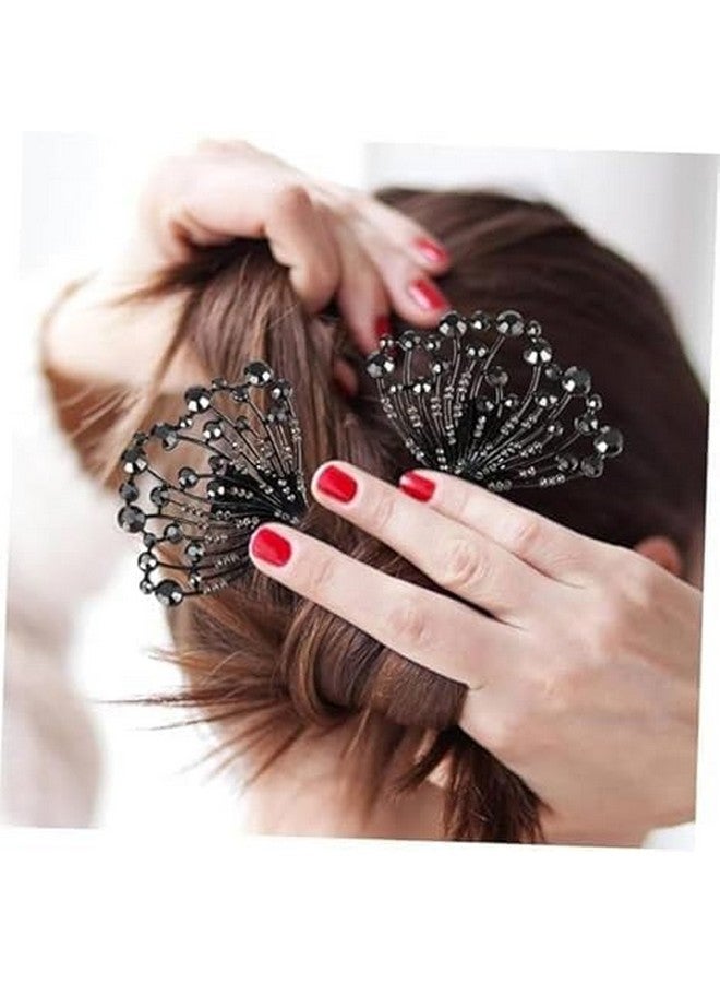 BIRZAR Hair Bun Accessories For Women Floral Easy Hair Bun Maker For Hair Metal Rhinestone Bun Clips For Hair Elegant Hairstyle Twist Bun Shaper For Women Ladies Daily, Party, Wedding,Multi - Image 2