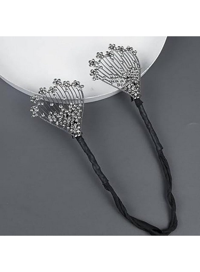 BIRZAR Hair Bun Accessories For Women Floral Easy Hair Bun Maker For Hair Metal Rhinestone Bun Clips For Hair Elegant Hairstyle Twist Bun Shaper For Women Ladies Daily, Party, Wedding,Multi - Image 3