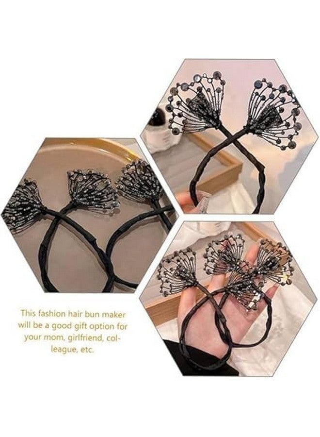 BIRZAR Hair Bun Accessories For Women Floral Easy Hair Bun Maker For Hair Metal Rhinestone Bun Clips For Hair Elegant Hairstyle Twist Bun Shaper For Women Ladies Daily, Party, Wedding,Multi - Image 5