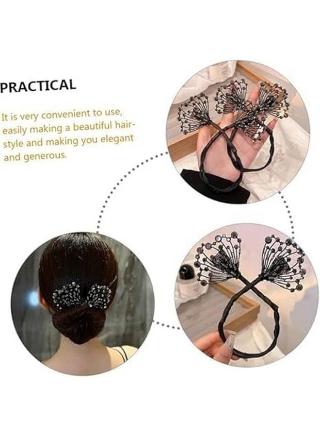 BIRZAR Hair Bun Accessories For Women Floral Easy Hair Bun Maker For Hair Metal Rhinestone Bun Clips For Hair Elegant Hairstyle Twist Bun Shaper For Women Ladies Daily, Party, Wedding,Multi - Image 4