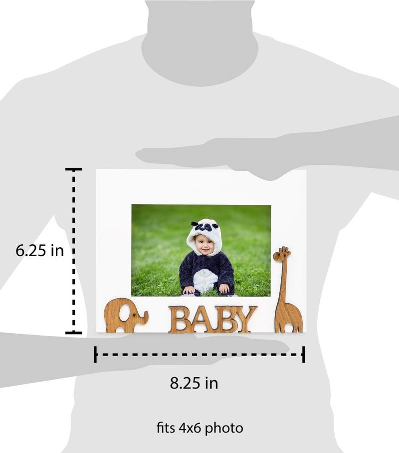 Isaac Jacobs Wood Sentiments â€œBabyâ€ Picture Frame, 4x6 inch, Photo Gift for Family, Tabletop, Desktop Display & Wall Display, Animal Cutout Details (White) - Image 4
