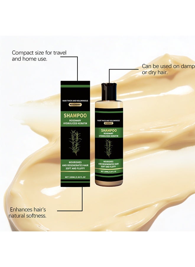 Feimuko Organic Rosemary Hair Growth Shampoo, Rosemary Hydrolyzed Keratin Shampoo, Natural Thickening & Strengthening Shampoo With Hydrolyzed Keratin And Natural Extract Of Rosemary, Nourishing And Strengthening Hair, 100ml - Image 3