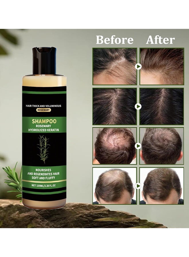 Feimuko Organic Rosemary Hair Growth Shampoo, Rosemary Hydrolyzed Keratin Shampoo, Natural Thickening & Strengthening Shampoo With Hydrolyzed Keratin And Natural Extract Of Rosemary, Nourishing And Strengthening Hair, 100ml - Image 4