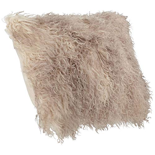 SARO LIFESTYLE Mongolian Lamb Fur Poly Filled Throw Pillow - Image 5