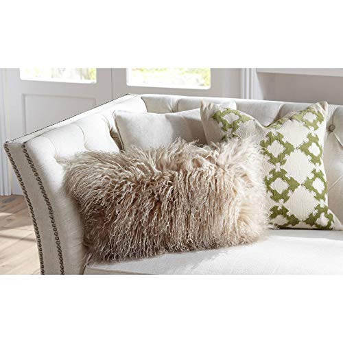SARO LIFESTYLE Mongolian Lamb Fur Poly Filled Throw Pillow - Image 4