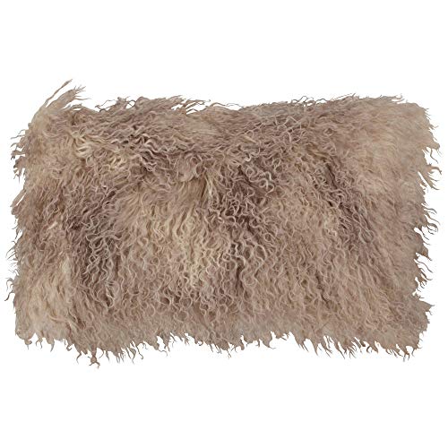 SARO LIFESTYLE Mongolian Lamb Fur Poly Filled Throw Pillow - Image 1