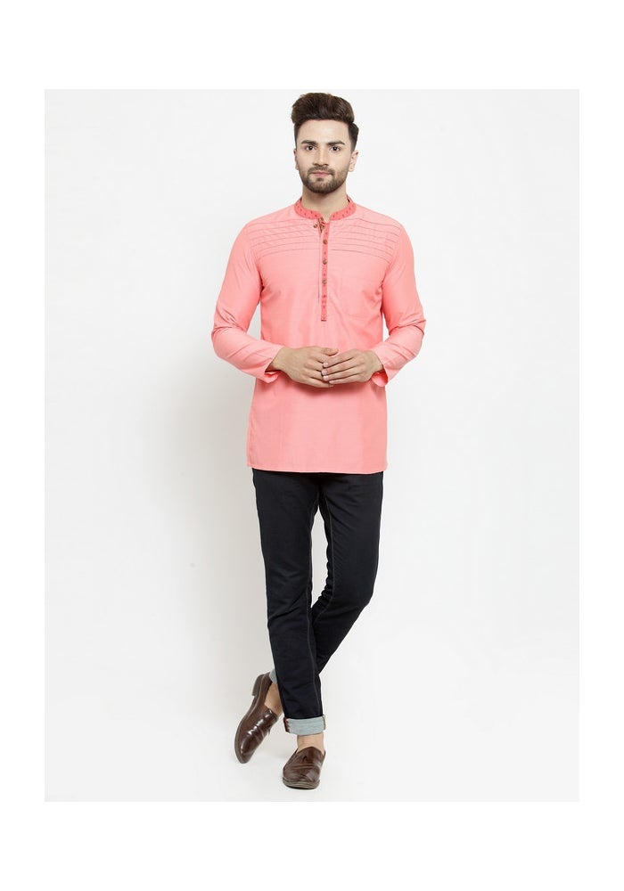 ARCHATTIRE Men's Peach Cotton Kurta for Men - Image 4