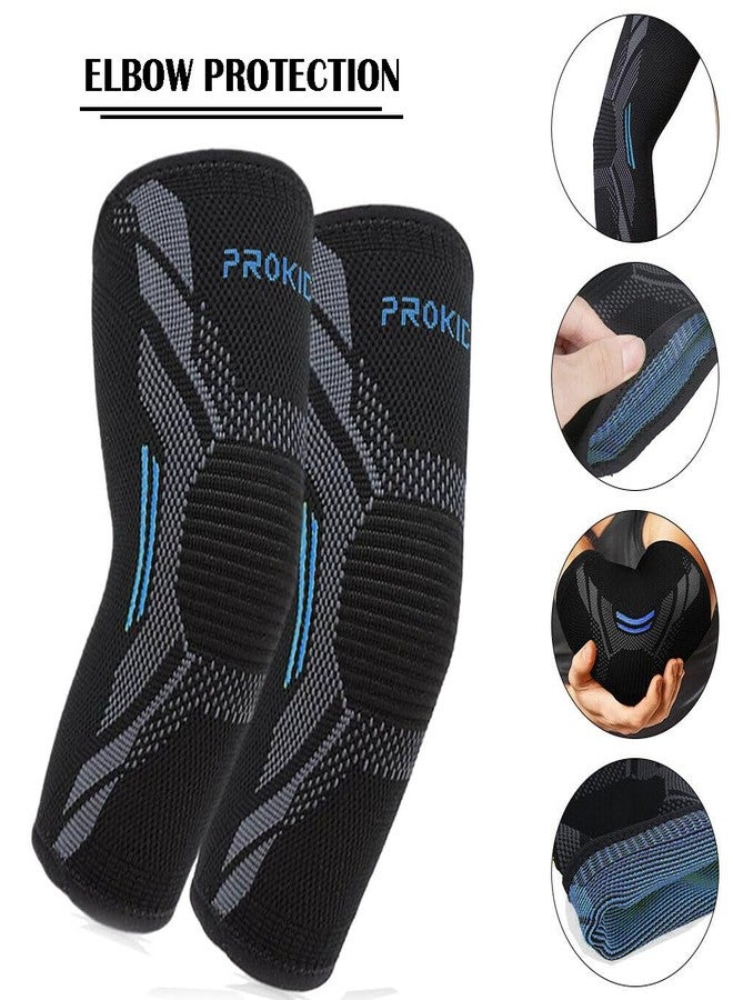 Prokick Powerflex Compression Elbow Support for Sports & GYM, Black/Blue - Large - Image 2