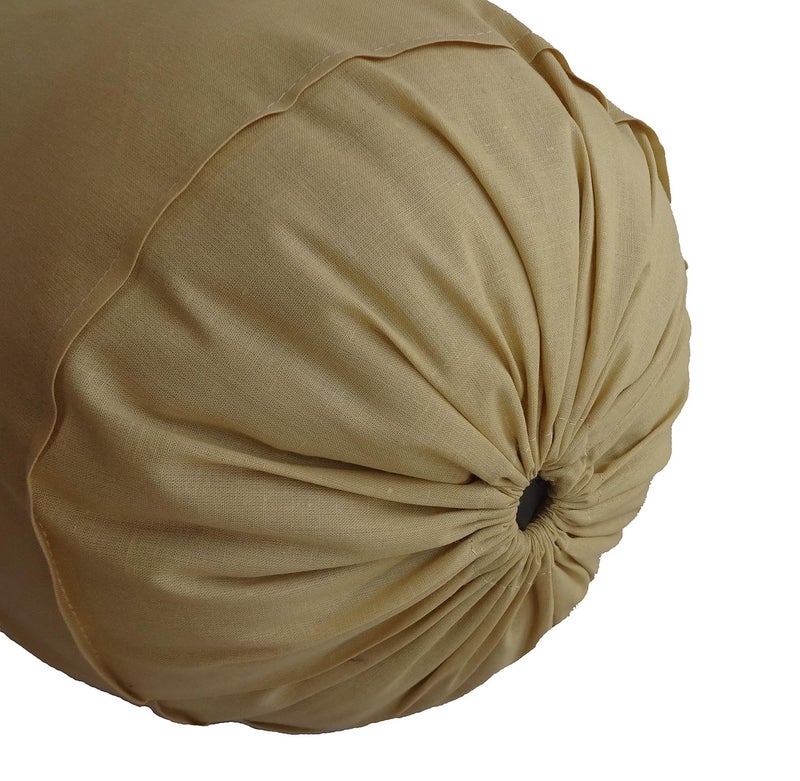 Saffron Beige Bolster Cover Set of 2 Covers Round Bolster Cover for Sofa Deevan Couch Cotton 10 Diameter x 24 Long 25 cm Diameter x 60 cm Long Removable Cover - Image 1