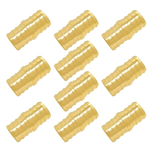Hooshing 3/4 Inch PEX Fitting Straight Coupling Crimp Brass Barb For PEX Pipe Plumbing Jobs, Pack of 10 - Image 1