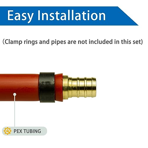 Hooshing 3/4 Inch PEX Fitting Straight Coupling Crimp Brass Barb For PEX Pipe Plumbing Jobs, Pack of 10 - Image 4