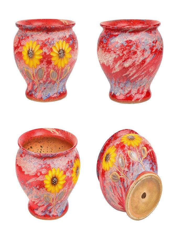 Sungmor Ceramic Hand Painted Succulent Flower Pots, 9 Inch Large Pottery Pots for Indoor Outdoor Plants, Decorative Ceramic Vase for Flower Arrangement Home Decor, Vintage Centerpieces Flowerpot - Image 4