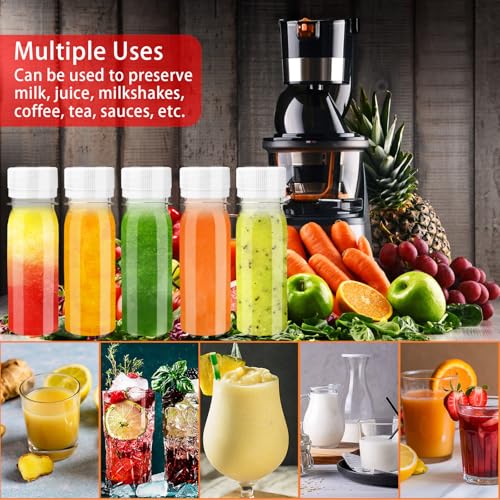 Haawooky 30 Pcs 2oz Small Plastic Shot Bottles with White Caps,Round Juice Bottles with 10 Funnels,Reusable Clear Beverage Containers for Drink Milk Beer Coffee Liquid - Image 4