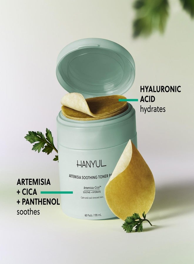 HANYUL Artemisia Soothing Toner Pads with Centella Asiatica & Hyaluronic Acid | Hydrating & Soothing Pre-Makeup Korean Toner Pads to Calm Visible Redness | for All Skin Types | 60 Pads - Image 2