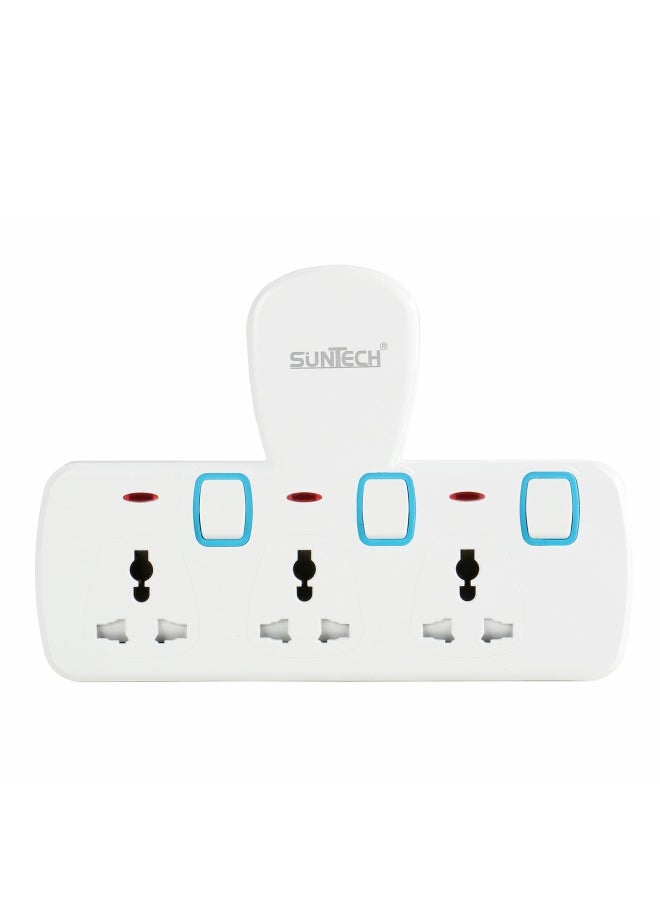 SUNTECH Universal Socket 3Way Direct Plug In Adaptor
 | Individual Switches |Indicator Lights| Child Safety Shutters |Fire-Resistant Materials | Bs Plug |3250W | Esma Certified St6103Bt  - Image 4