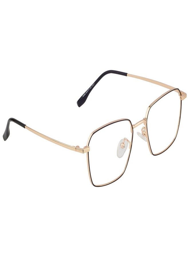 Roshfort Unisex Square Eyeglasses for Men & Women Zero Power Computer Eyewear Lightweight Medium Size M-35006 Gold Black (B-3) - Image 3